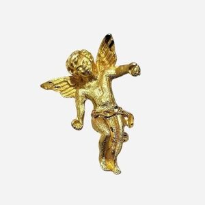 Gold Cherub Angel Pin Brooch